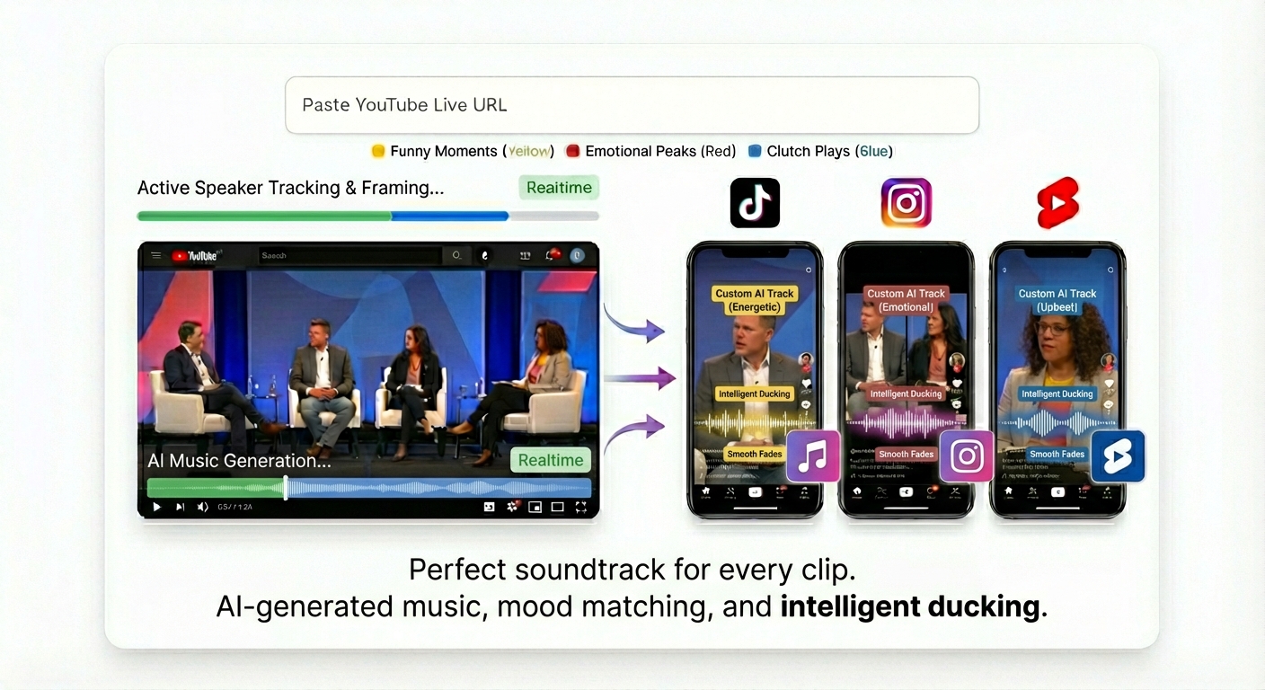 AI-generated background music that matches clip mood and energy